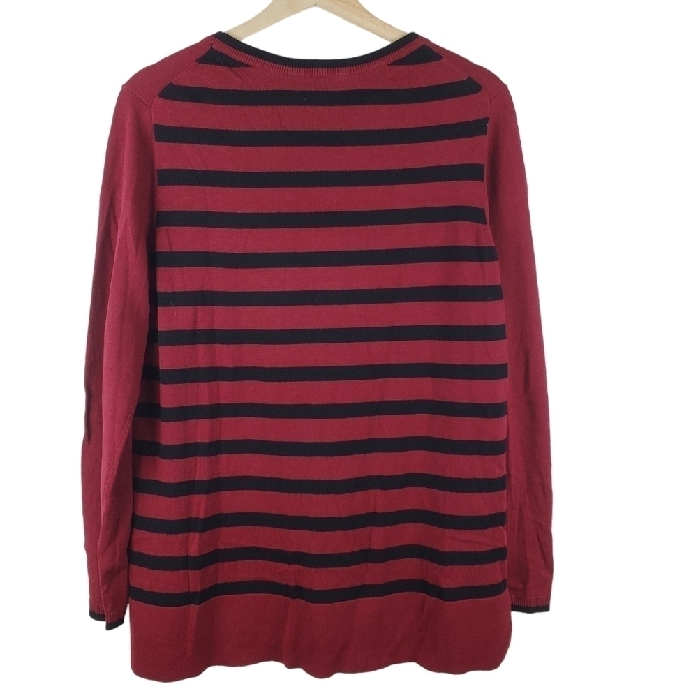 CROWN & Ivy Sweater‎ Crewneck Womens Large Maroon Black Cheetah Star - Picture 2 of 7
